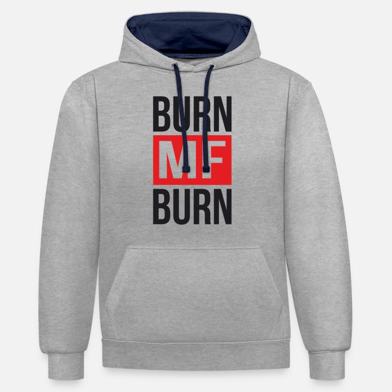 Burn MF Burn - Sweat à capuche contrasté - gris chiné/bleu marine