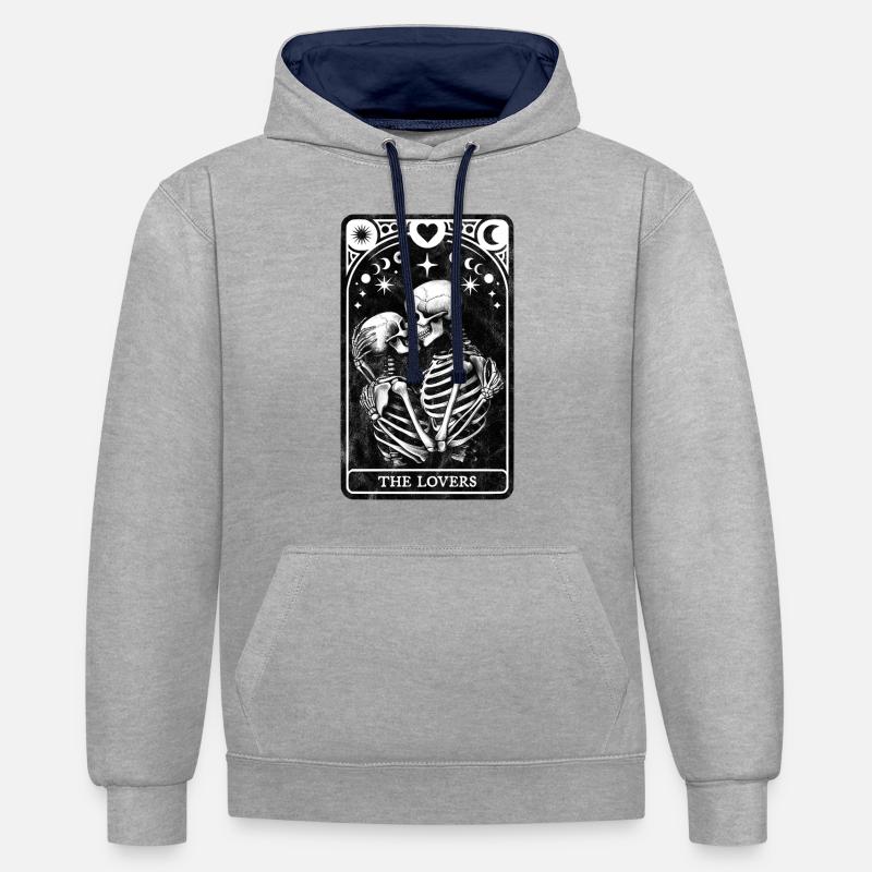 Le Tarot des Amoureux - Sweat à capuche contrasté - gris chiné/bleu marine