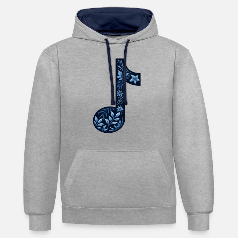 Flower Music Note Musiker - Kontrast-hettegenser - gråmelert/marine