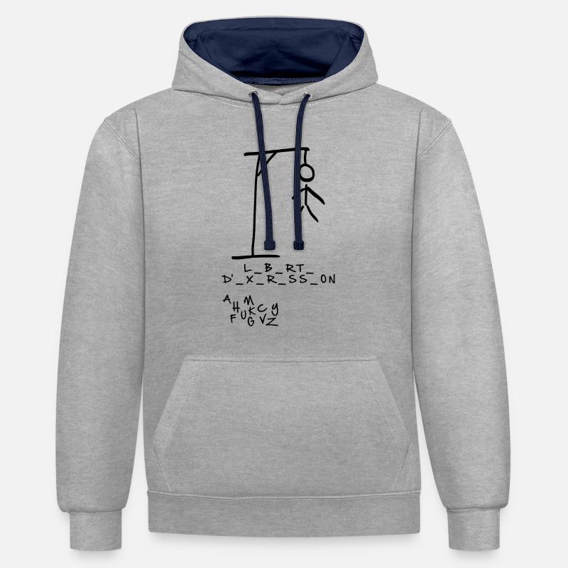 Pendu - Liberté d'expression - Sweat à capuche contrasté - gris chiné/bleu marine