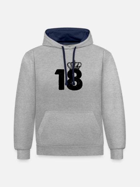 18 Crowns - Contrast hoodie - heather grey/navy