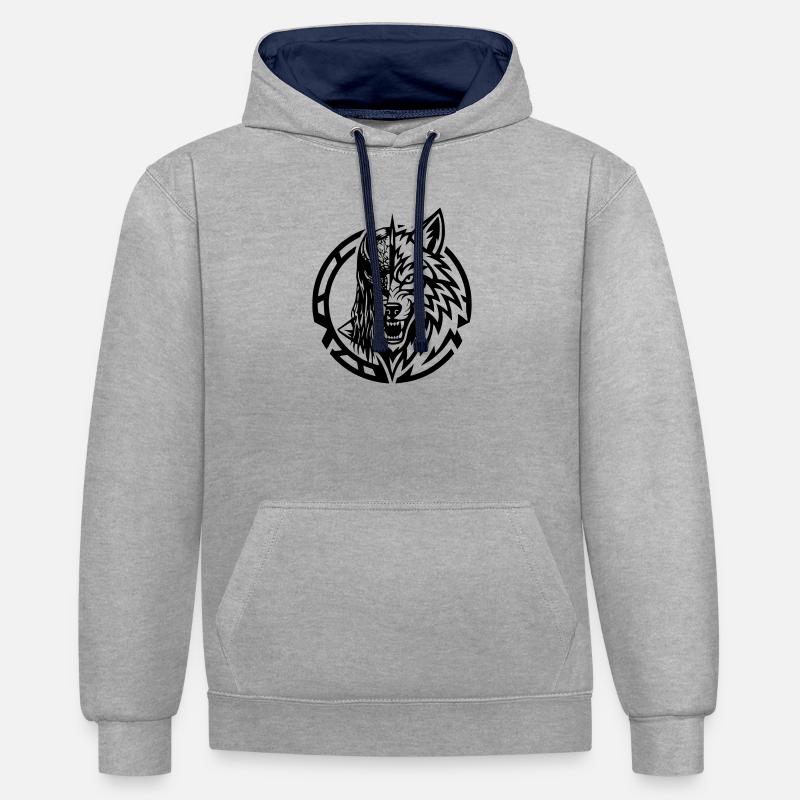 NoxstyllT5 - Sweat à capuche contrasté - gris chiné/bleu marine