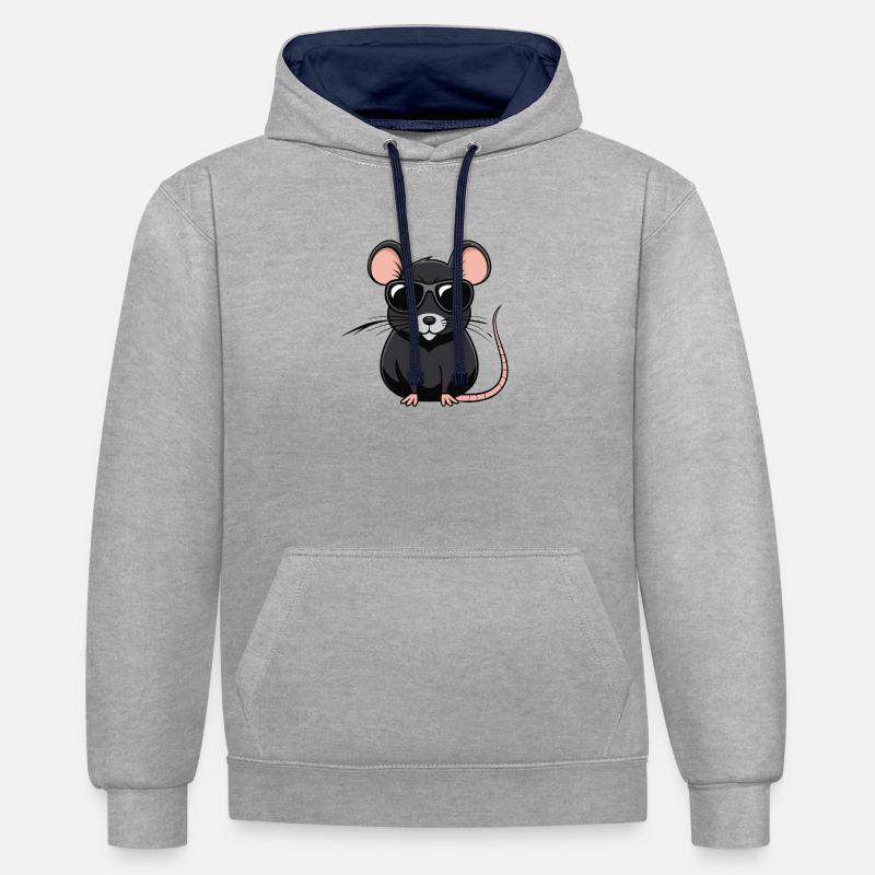 Raton chic lunettes de soleil - Sweat à capuche contrasté - gris chiné/bleu marine