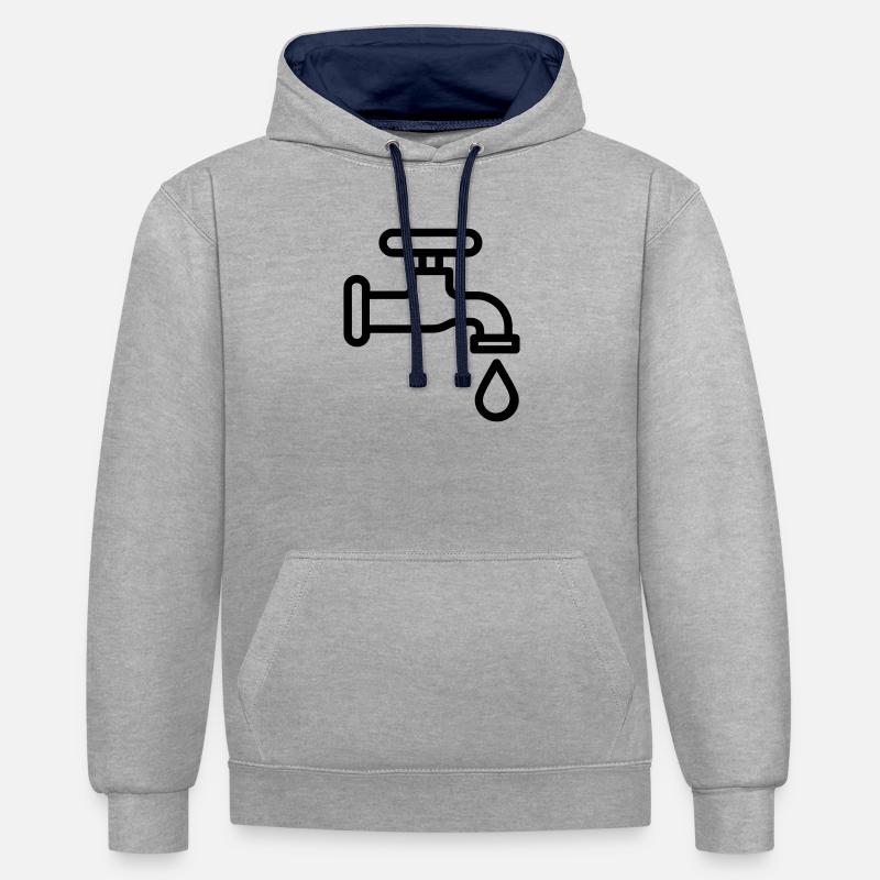 robinet - Sweat à capuche contrasté - gris chiné/bleu marine