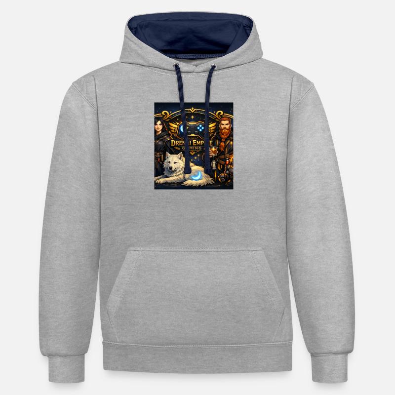 T-shirt de bannière de jeu - Sweat à capuche contrasté - gris chiné/bleu marine