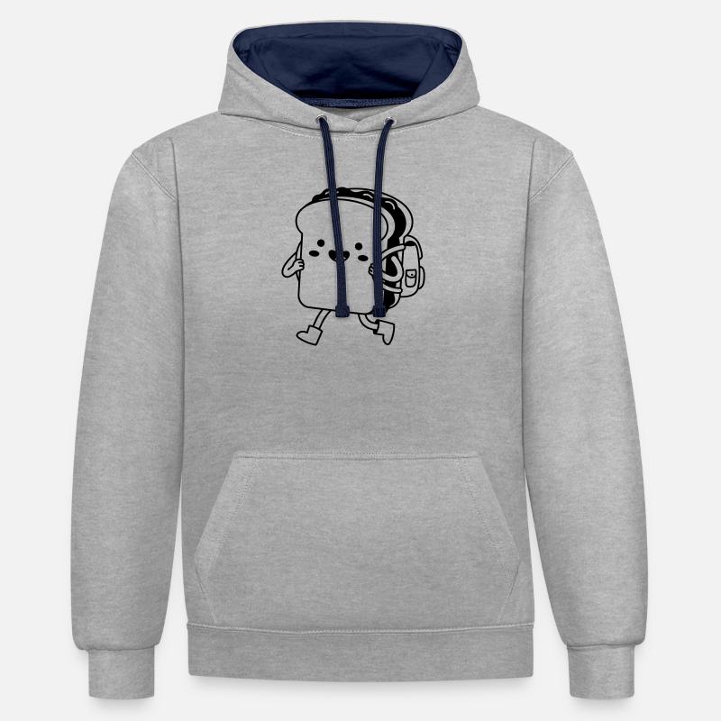 Sandwich Kawaii - Sweat à capuche contrasté - gris chiné/bleu marine