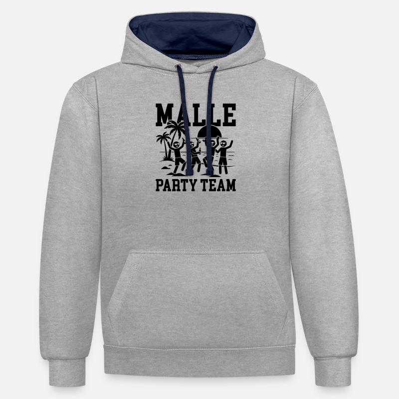 Vacances de l’équipe Malle Party - Sweat à capuche contrasté - gris chiné/bleu marine