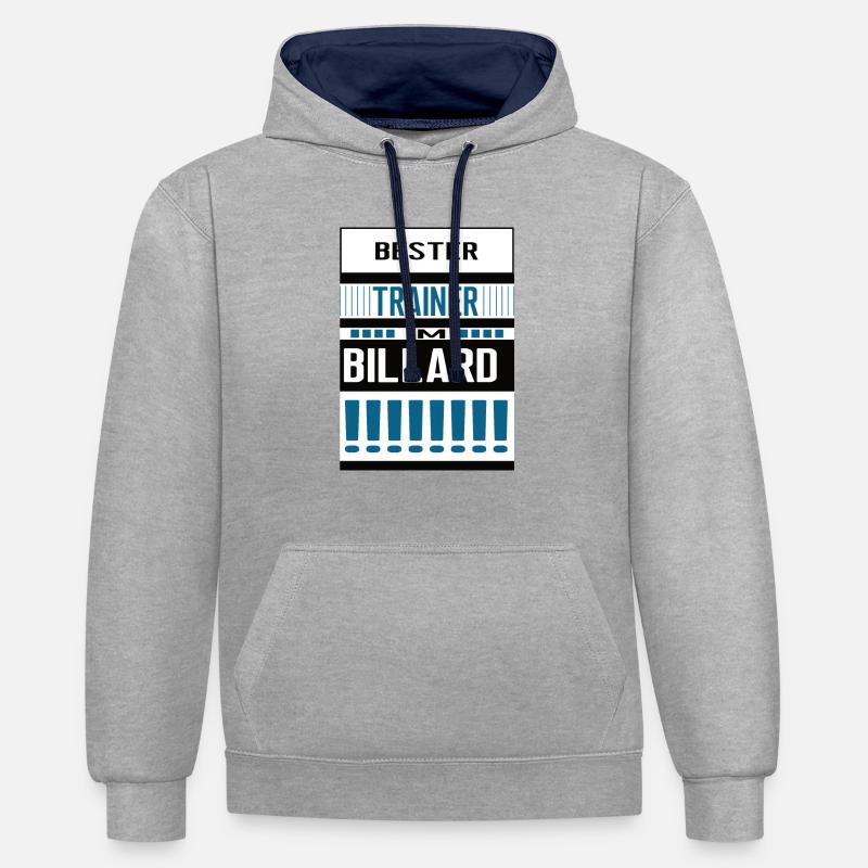 Billard Trainer Bester Billardtrainer Team - Kontrast-Hoodie - Grau meliert/Navy