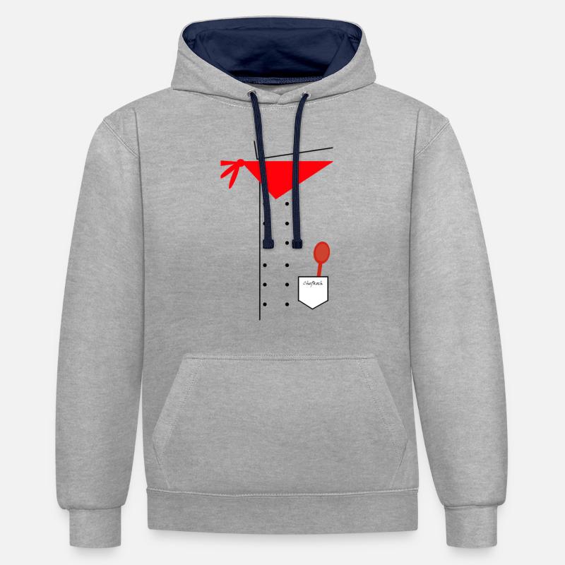 Cuisinier - Sweat à capuche contrasté - gris chiné/bleu marine