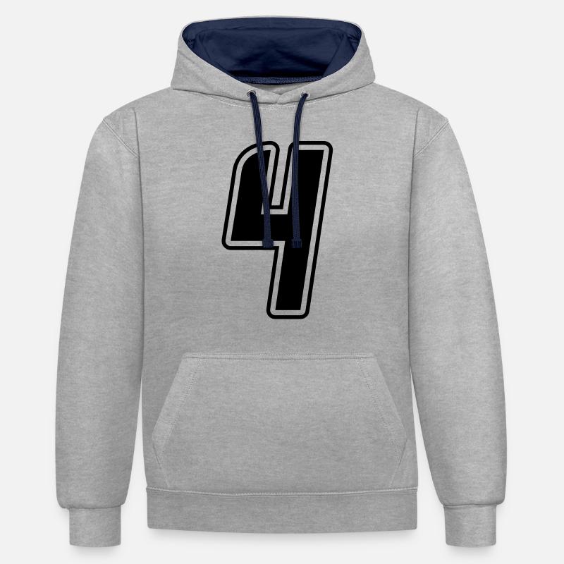 Numéro 4 - Sweat à capuche contrasté - gris chiné/bleu marine