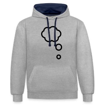 bulle de pensée - Sweat à capuche contrasté - gris chiné/bleu marine - Devant - Liana (172cm) & Jaron (178cm)