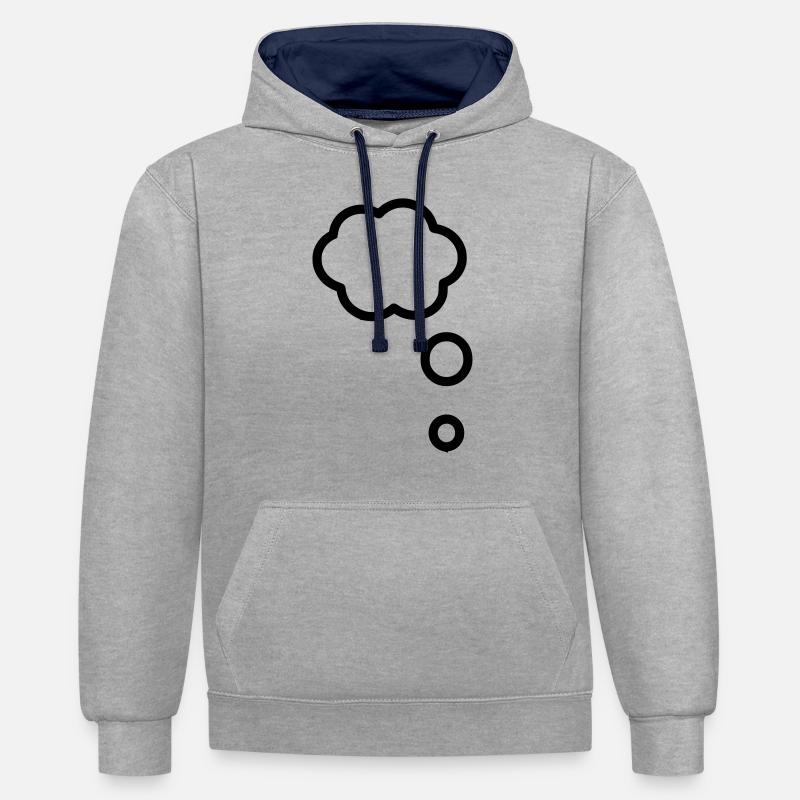 bulle de pensée - Sweat à capuche contrasté - gris chiné/bleu marine