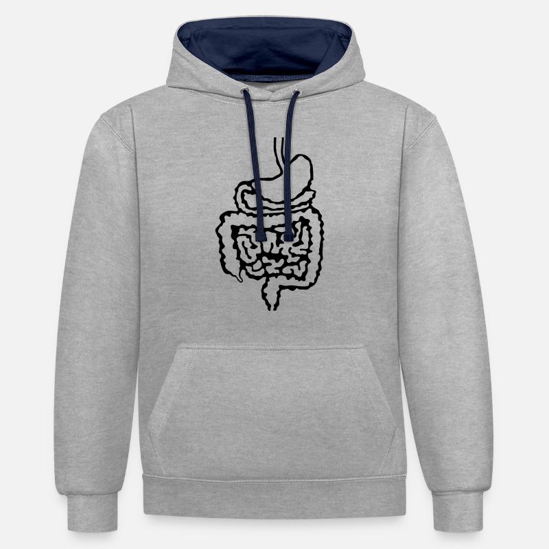 docteur_intestin_d1 - Sweat à capuche contrasté - gris chiné/bleu marine