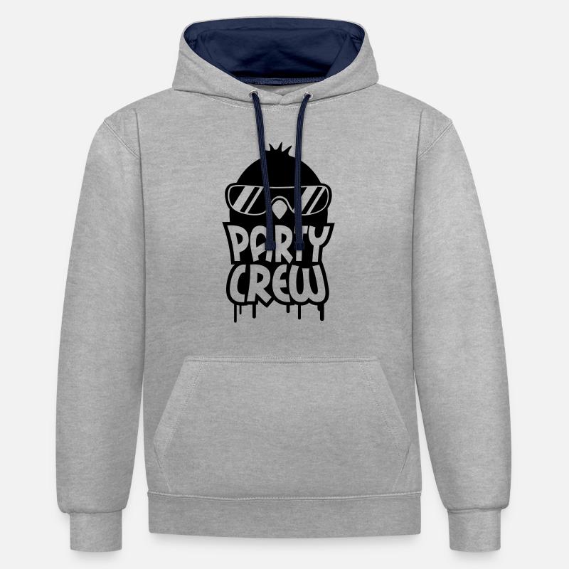 Cool Party Crew Penguin - Sweat à capuche contrasté - gris chiné/bleu marine
