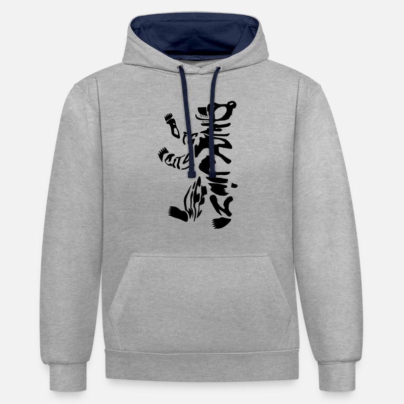 Ours de Berlin 2 - Sweat à capuche contrasté - gris chiné/bleu marine
