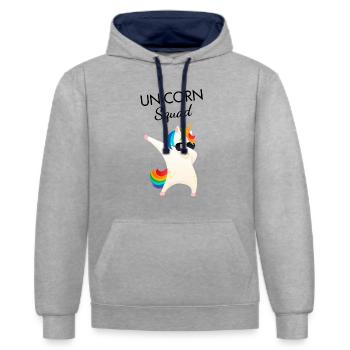Einhorn-Squad - Kontrast-Hoodie - Grau meliert/Navy - Vorne - Liana (172cm) & Jaron (178cm)