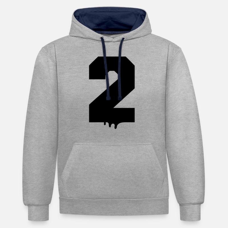 2 Numéros - Sweat à capuche contrasté - gris chiné/bleu marine