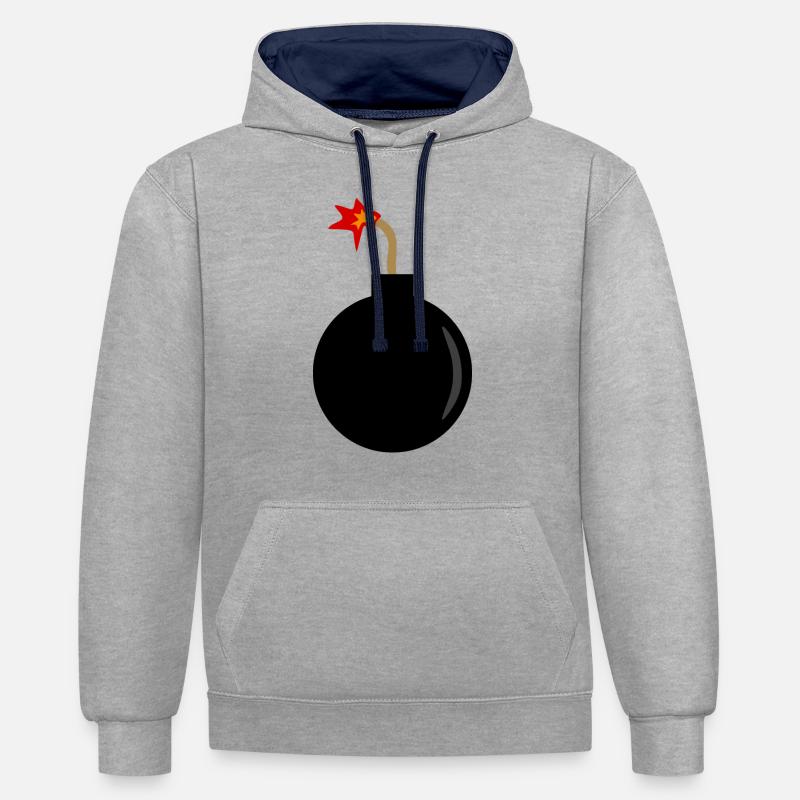 exploding bomb - Contrast hoodie - heather grey/navy
