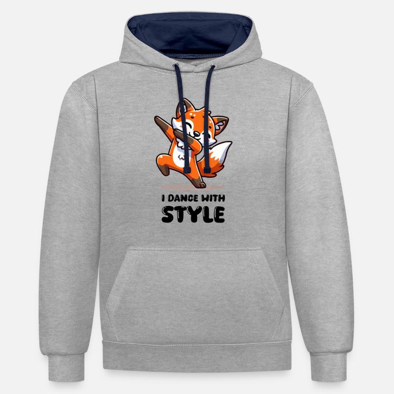 dabbing d’animaux de renard - Sweat à capuche contrasté - gris chiné/bleu marine