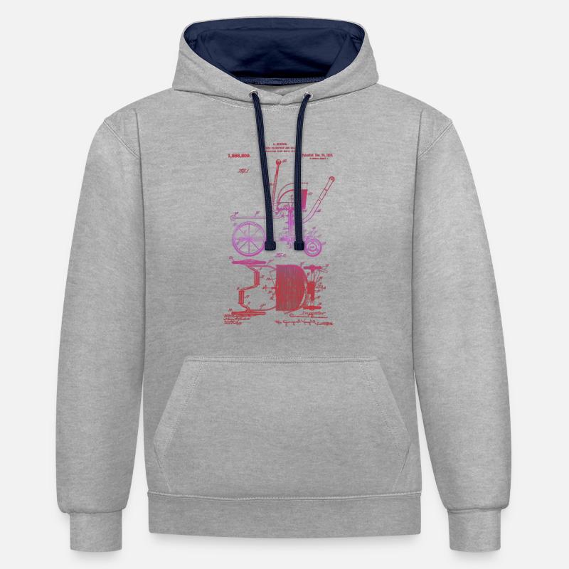 Velociped - Sweat à capuche contrasté - gris chiné/bleu marine