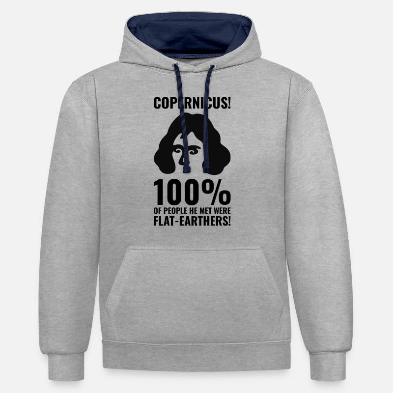 Copernicus gegen Flat Earthers - Kontrast-Hoodie - Grau meliert/Navy