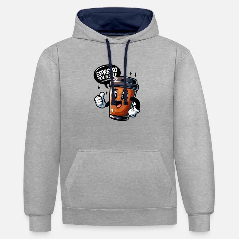 Préparez vous-même un expresso - Sweat à capuche contrasté - gris chiné/bleu marine