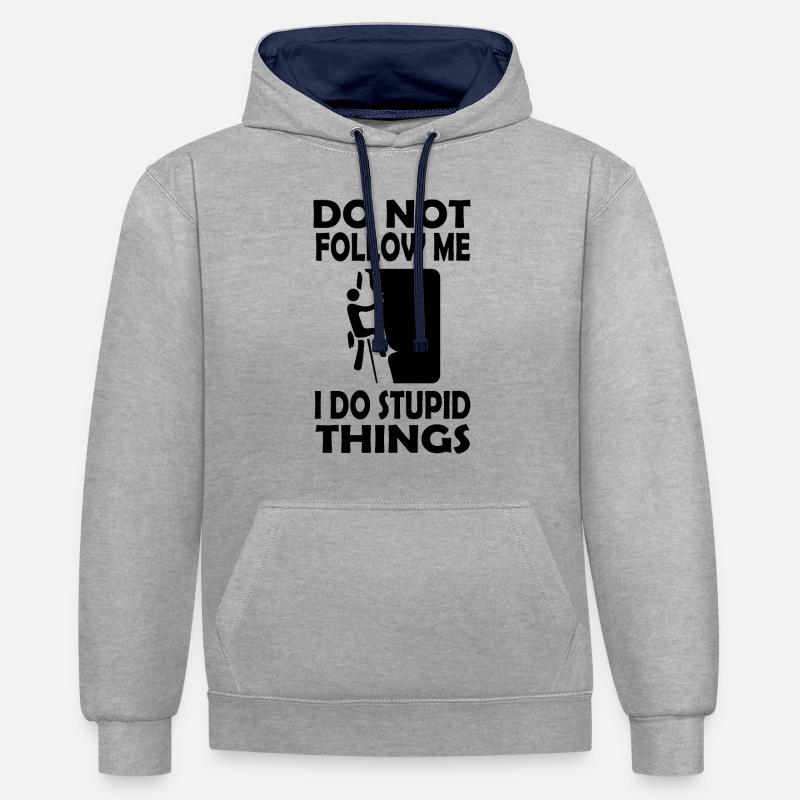 Escalade de bloc - Sweat à capuche contrasté - gris chiné/bleu marine