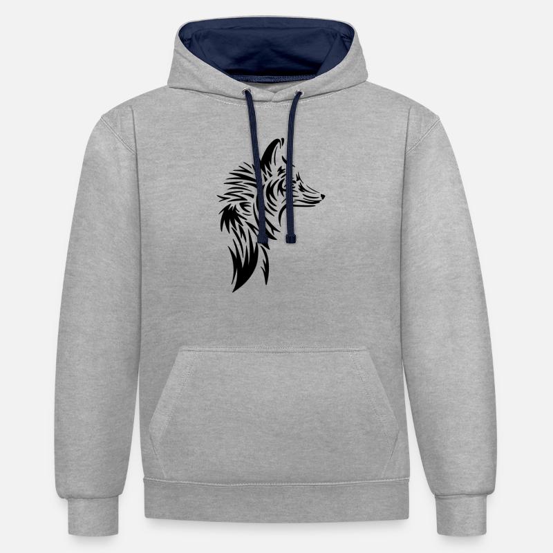 Fuchs - Kontrast-Hoodie - Grau meliert/Navy