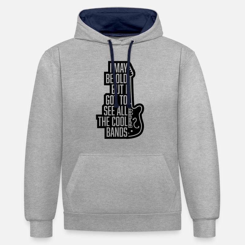 Je suis peut-être vieux - Sweat à capuche contrasté - gris chiné/bleu marine