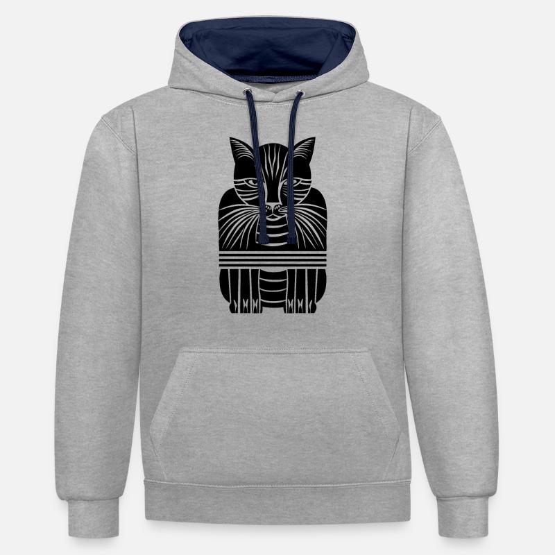 Gueule de bois - Sweat à capuche contrasté - gris chiné/bleu marine
