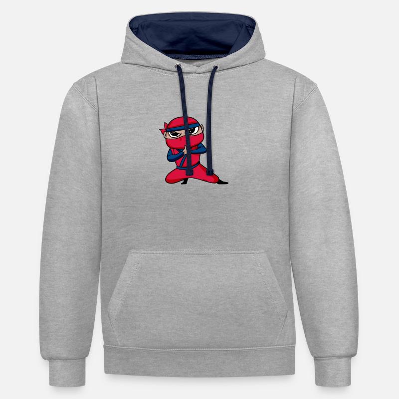 Ninja Rouge - Sweat à capuche contrasté - gris chiné/bleu marine