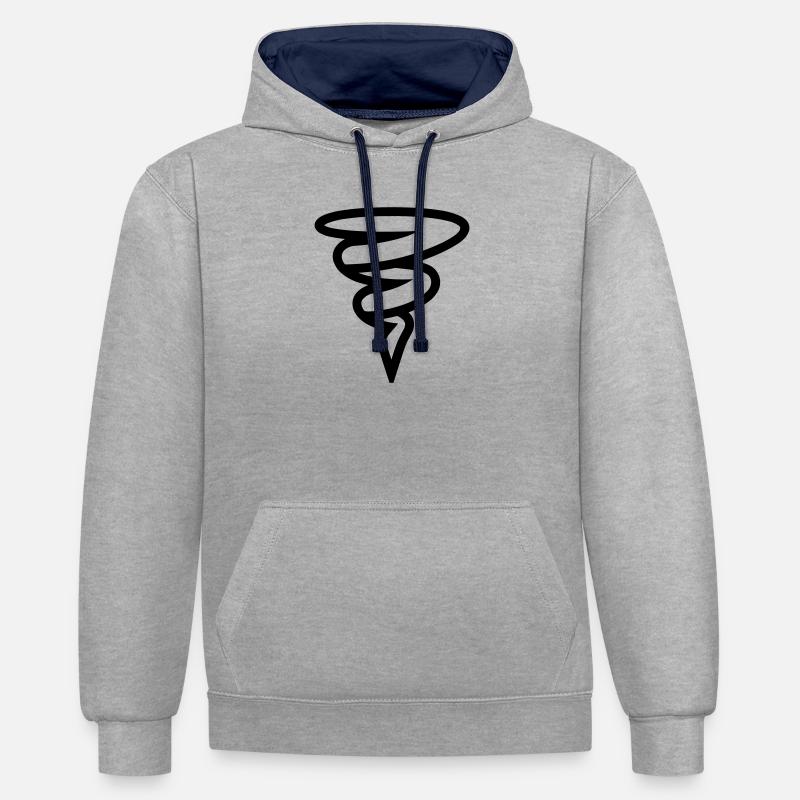 tornade - Sweat à capuche contrasté - gris chiné/bleu marine