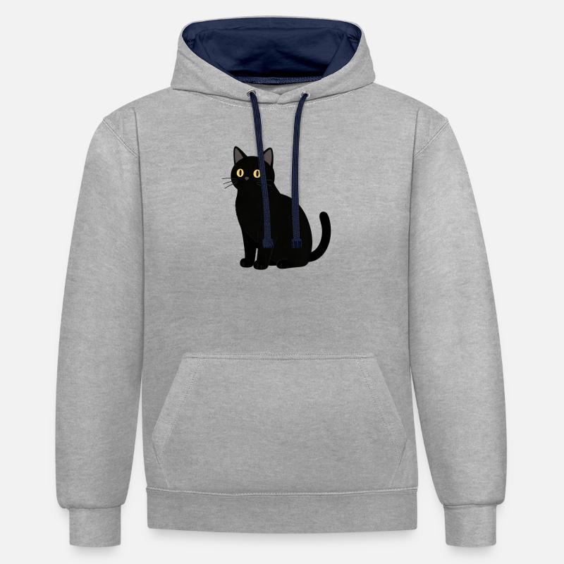 Chat noir chat noir - Sweat à capuche contrasté - gris chiné/bleu marine