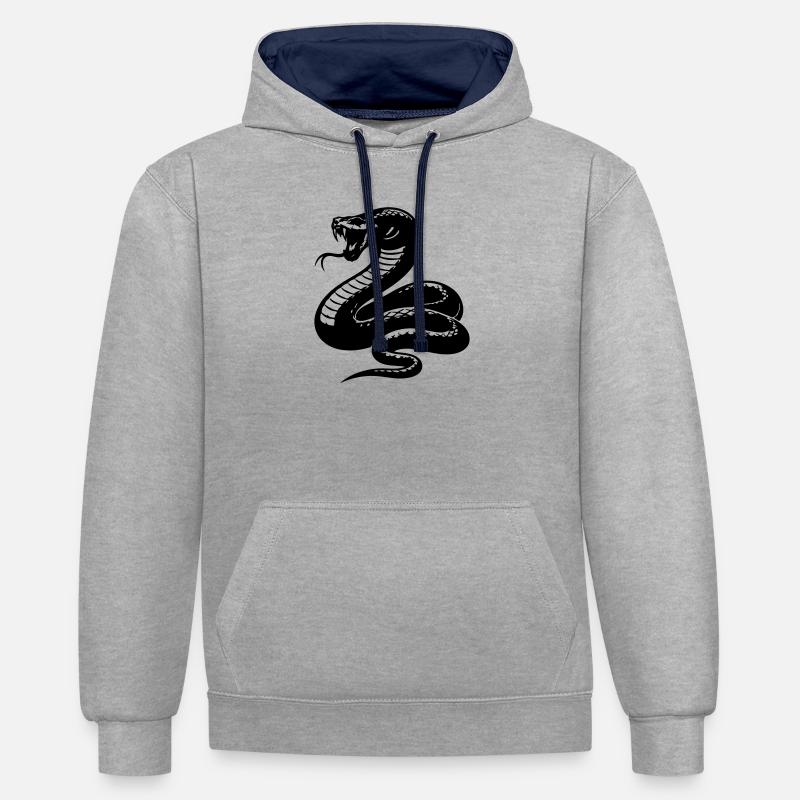 Silhouette du python serpent - Sweat à capuche contrasté - gris chiné/bleu marine