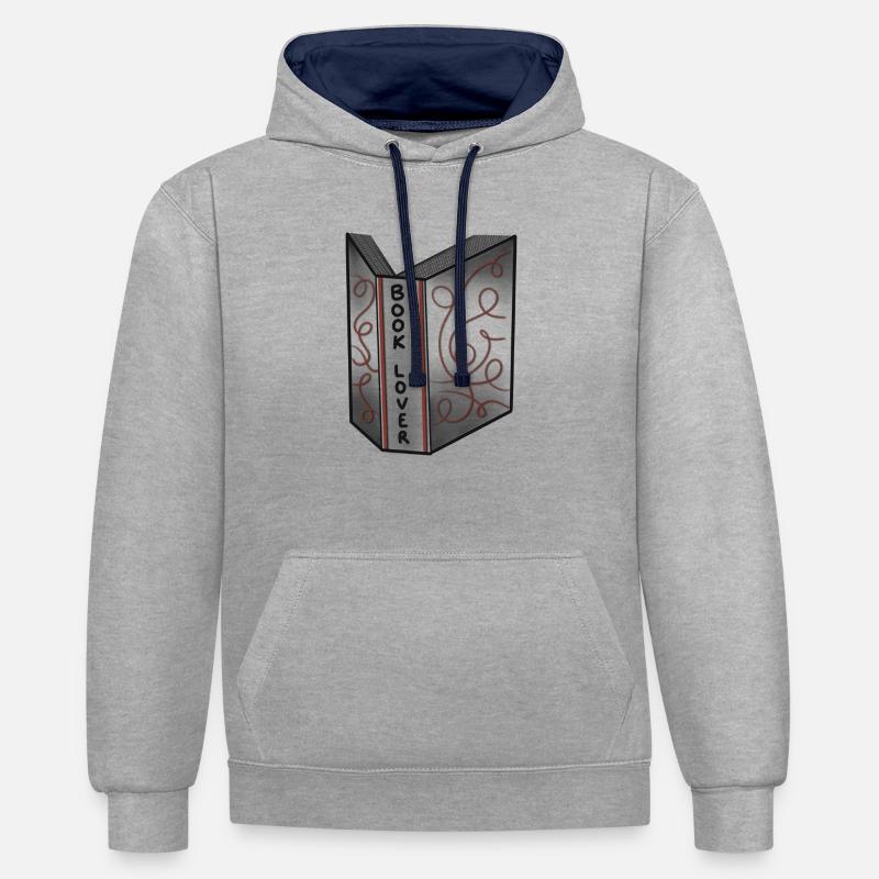 book lover - Sweat à capuche contrasté - gris chiné/bleu marine
