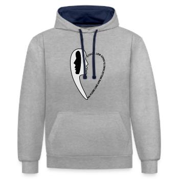nuit étoilée 3 - Sweat à capuche contrasté - gris chiné/bleu marine - Devant - Liana (172cm) & Jaron (178cm)