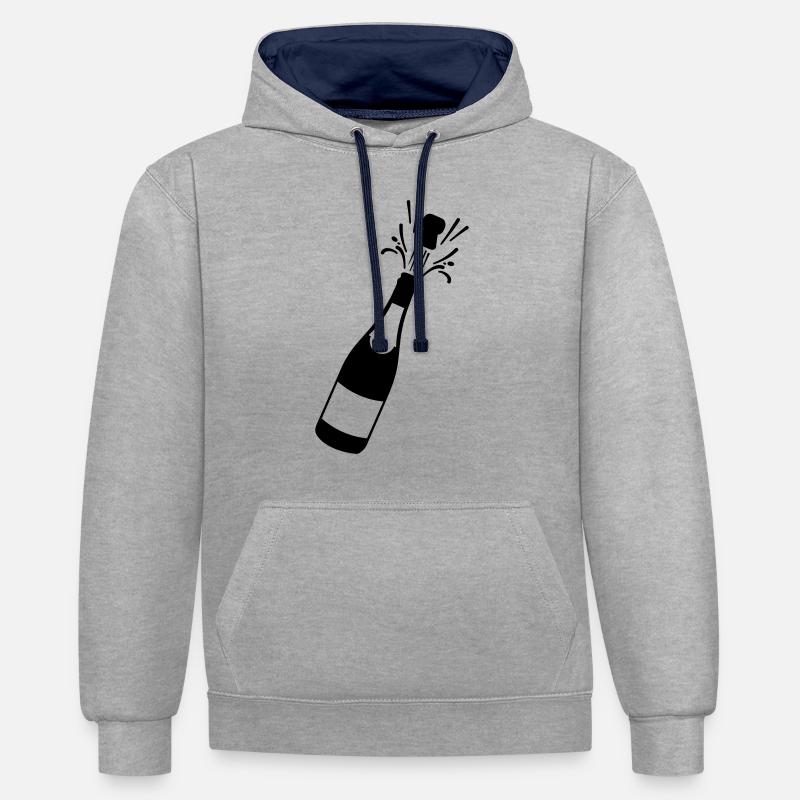 _f1 - Sweat à capuche contrasté - gris chiné/bleu marine