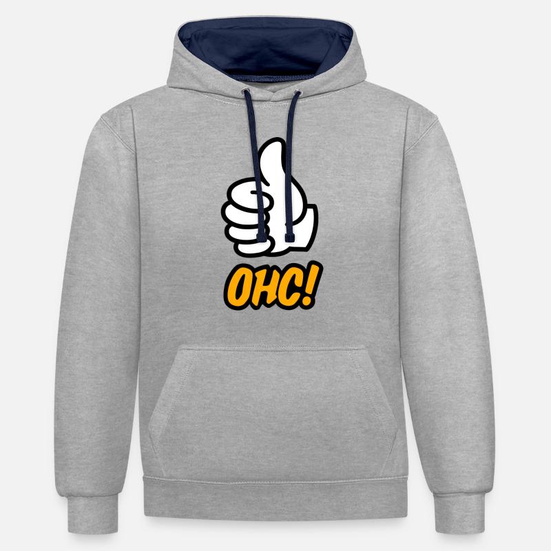 OHCFORD (de) - Sweat à capuche contrasté - gris chiné/bleu marine