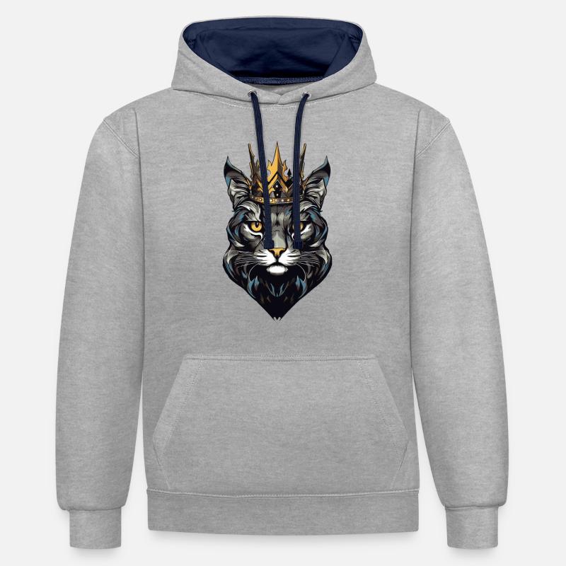 Couronne de chat - Sweat à capuche contrasté - gris chiné/bleu marine