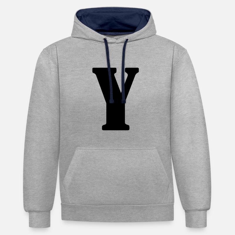 Y - Sweat à capuche contrasté - gris chiné/bleu marine