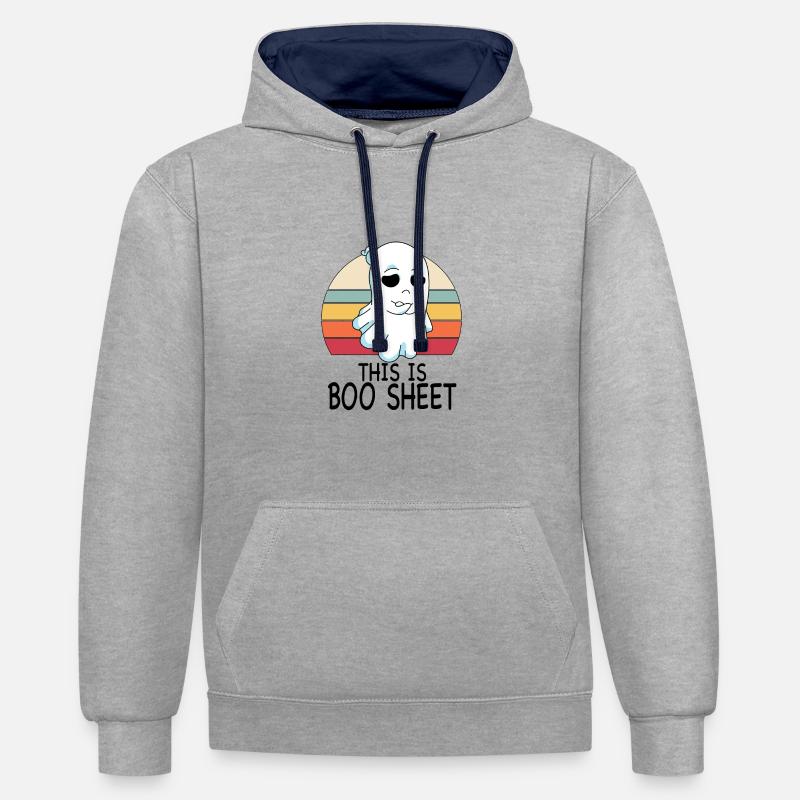 Ceci est Boo Sheet - Sweat à capuche contrasté - gris chiné/bleu marine