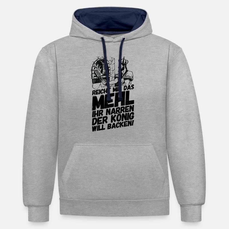Bäcker Bäckerei Backwaren Backen - Kontrast-Hoodie - Grau meliert/Navy