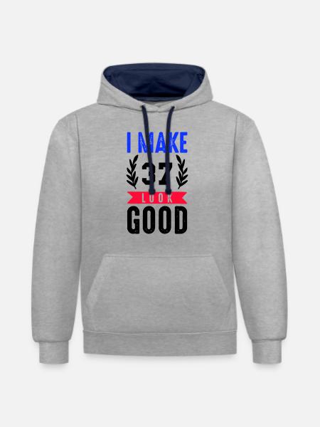 look good 37 - Contrast hoodie - heather grey/navy