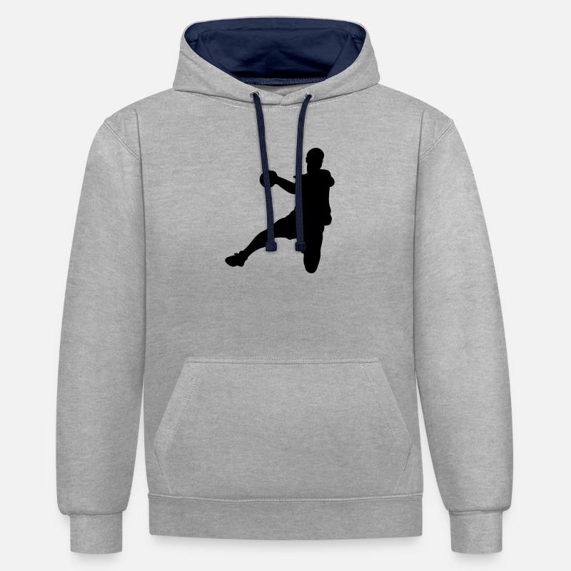 Handball - Sweat à capuche contrasté - gris chiné/bleu marine