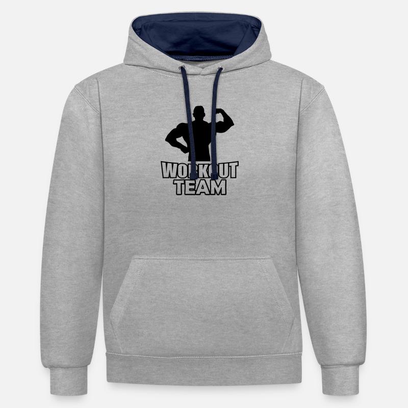 workout_team- - Sweat à capuche contrasté - gris chiné/bleu marine