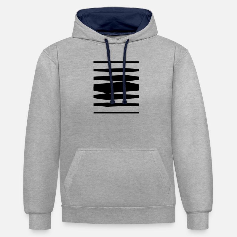 Conception des lignes audacieuses - Sweat à capuche contrasté - gris chiné/bleu marine