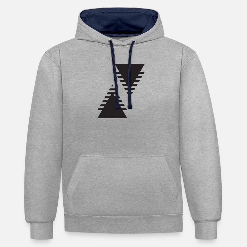 Dual Triangles Echo - Contrast hoodie - heather grey/navy
