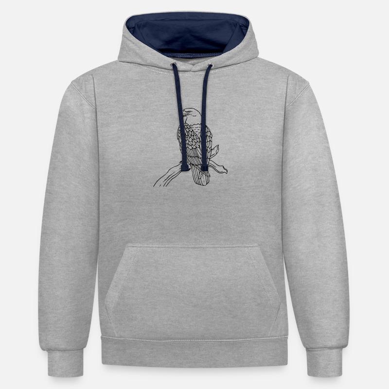 eagle208 - Sweat à capuche contrasté - gris chiné/bleu marine