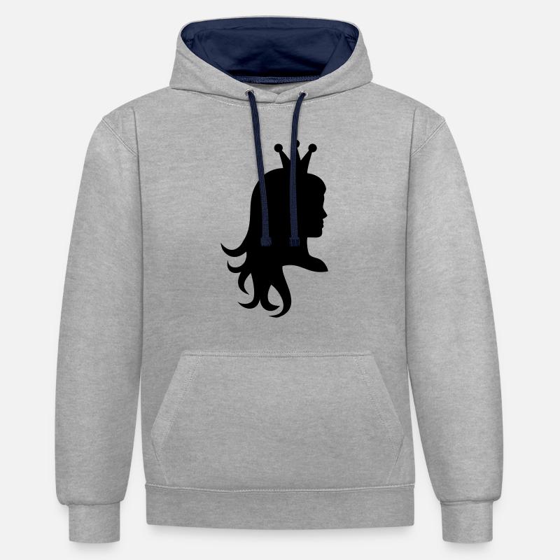 Princesse - Sweat à capuche contrasté - gris chiné/bleu marine