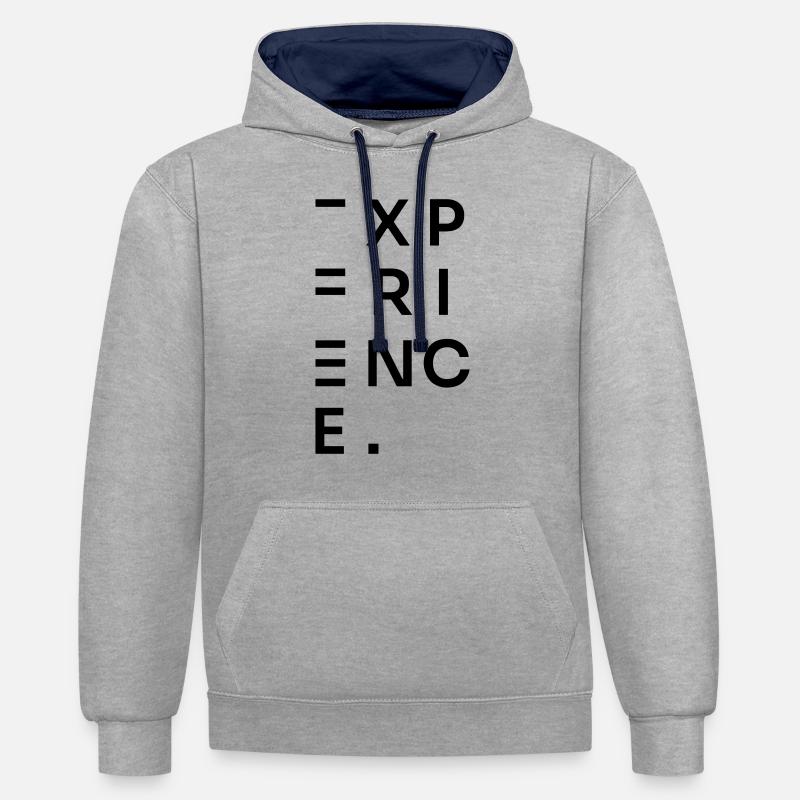 EXPERIENCE - Sweat à capuche contrasté - gris chiné/bleu marine